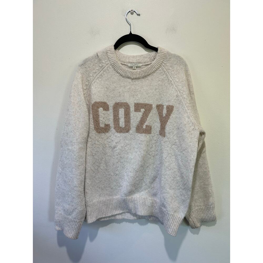 Z Supply cream Cozy sweater womens M crew neck super soft neutral